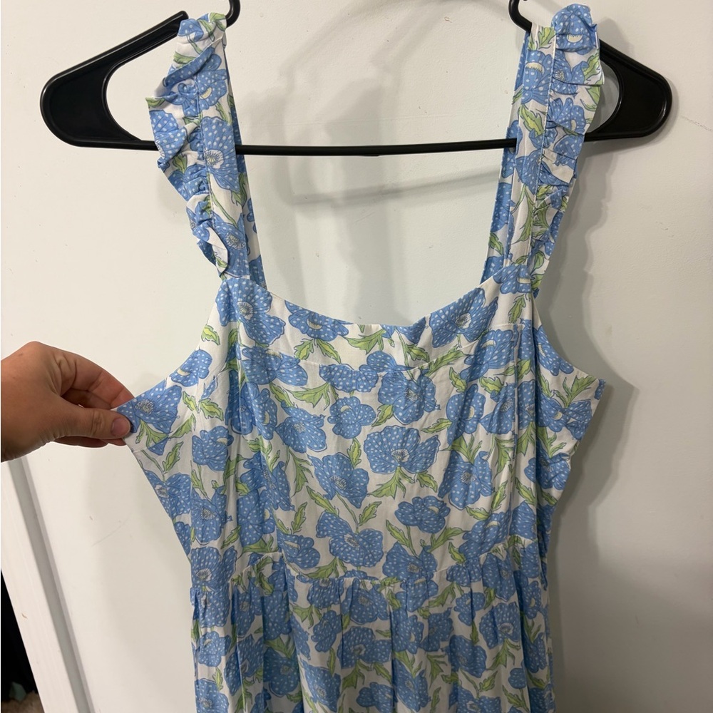 Haute Hippie Blue and White Floral Tiered Maxi Dress - Picture 2 of 4